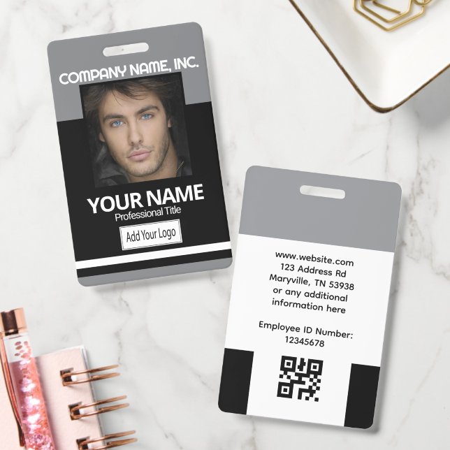 Employee Photo Badge ID - Black and Gray (Office)