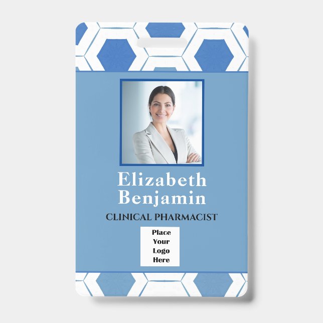 Employee Photo Bar Code Custom Medical Pharmacist ID Badge (Front)