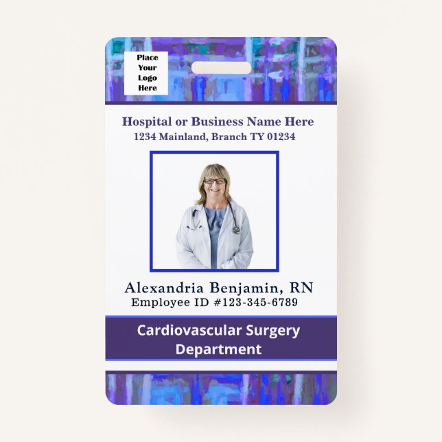 Employee Photo Bar Code Logo ID Business ID Badge (Front)