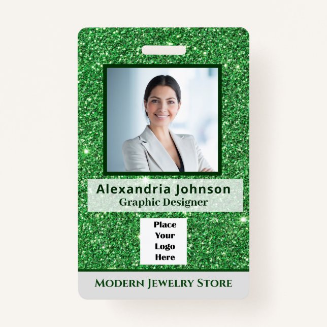 Employee Photo Bar Code Logo ID Custom ID Badge (Front)