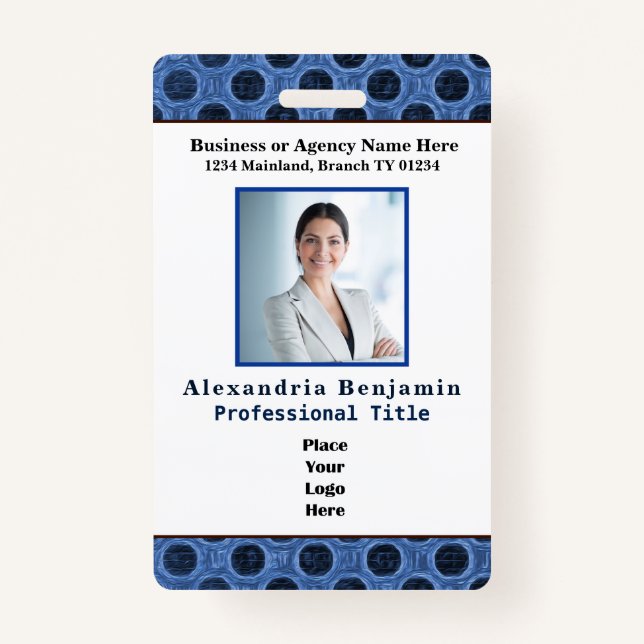 Employee Photo Bar Code Logo ID Custom ID Badge (Front)