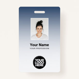 Employee Photo Bar Code Logo Name Gradient Badges ID Badge