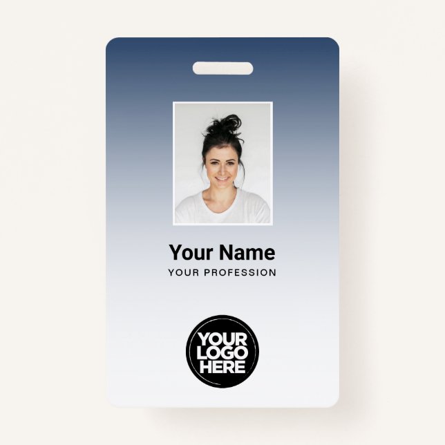 Employee Photo Bar Code Logo Name Gradient Badges ID Badge (Front)