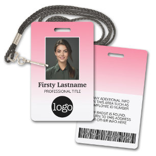 Employee - Photo, Bar Code, Logo, Name Gradient ID Badge