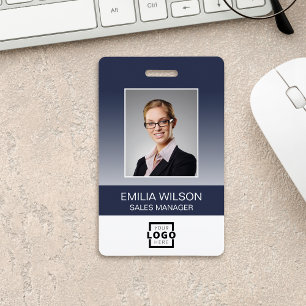 Employee Photo, Bar Code, Logo, Name Gradient ID Badge