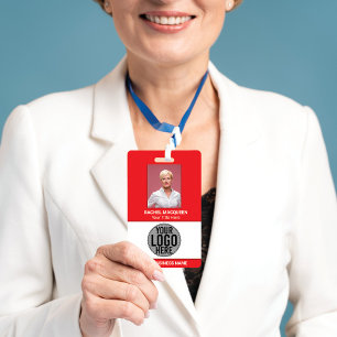 Employee Photo Barcode Logo Business Name Company  ID Badge