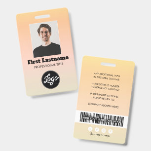 Employee Photo Barcode Logo Name Gradient Badge ID Badge