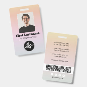 Employee Photo Barcode Logo Name Gradient Badge ID Badge