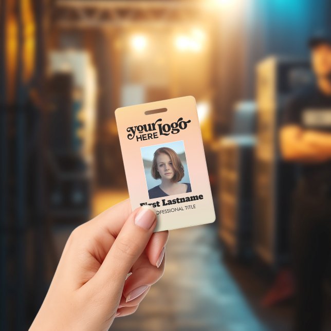 Employee Photo Barcode Logo Name Gradient Badge ID Badge (Concert)