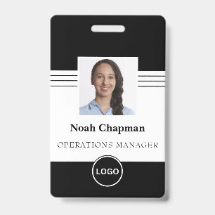 Employee Photo Business Logo Barcode ID Badge