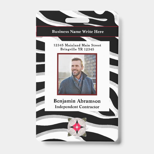 Employee Photo Business Logo Company Custom  ID Badge (Front)