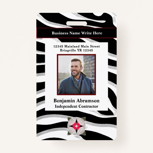 Employee Photo Business Logo Company Custom  ID Badge (Front)