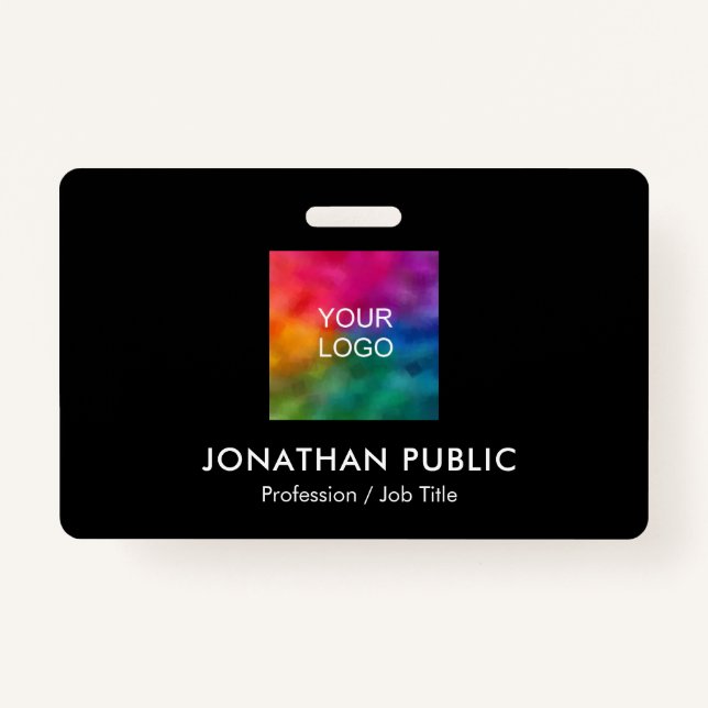 Employee Photo Business Logo Modern Elegant ID ID Badge (Front)