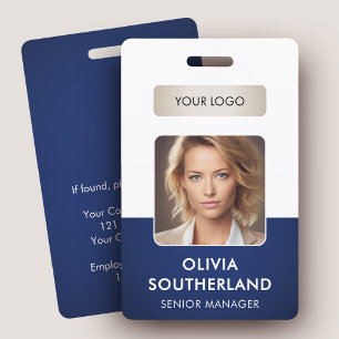 Employee Photo Company Logo Navy Security ID Badge