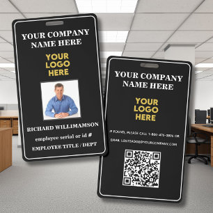 Employee Photo Company Logo QR Code ID Badge