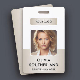 Employee Photo Company Logo Soft Gold Security ID  Badge
