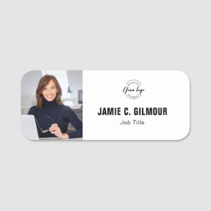 Employee photo Custom Business logo magnetic Name Tag