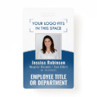 Employee Photo ID Barcode Logo Classic Blue Curve