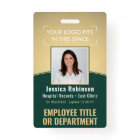 Employee Photo ID Barcode Logo Green & Gold Curve