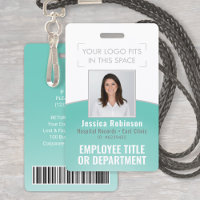 Employee Photo ID Barcode Logo Teal Blue Curve