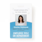 Employee Photo ID Barcode Your Logo Blue Curve