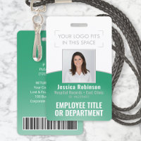 Employee Photo ID Barcode Your Logo Green Curve