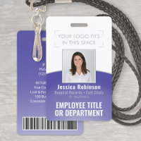 Employee Photo ID Barcode Your Logo Purple Curve