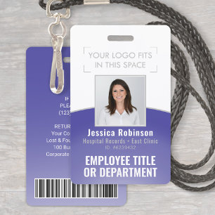 Employee Photo ID Barcode Your Logo Purple Curve ID Badge