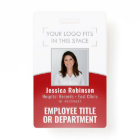 Employee Photo ID Barcode Your Logo Red Curve