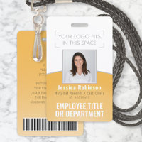 Employee Photo ID Barcode Your Logo Yellow Curve