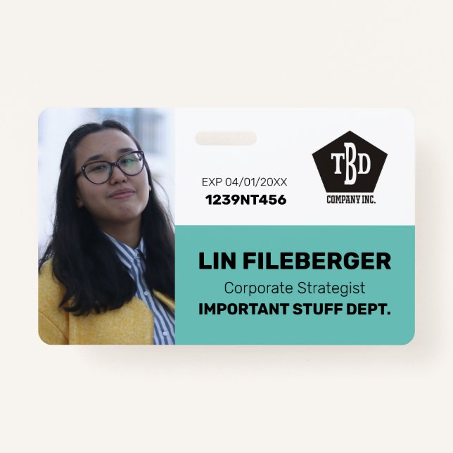 Employee photo ID card corporate company name ID Badge (Front)