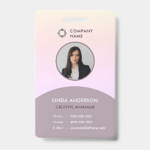 Employee Photo ID Company Logo Grey And Pale Pink Badge