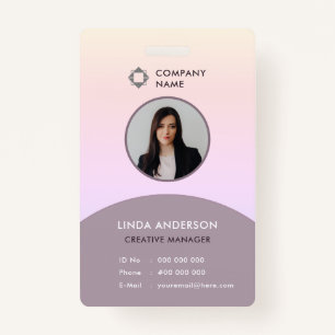 Employee Photo ID Company Logo Grey And Pale Pink ID Badge