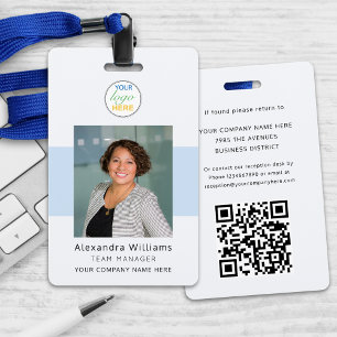 Employee Photo ID Company Logo QR Code Security ID Badge