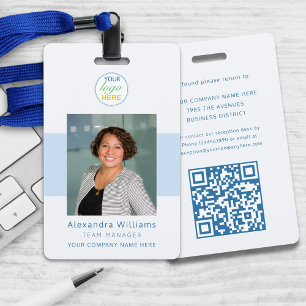 Employee photo ID Company Logo QR Code Security ID Badge