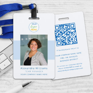 Employee photo ID Company Logo Security QR Code ID Badge