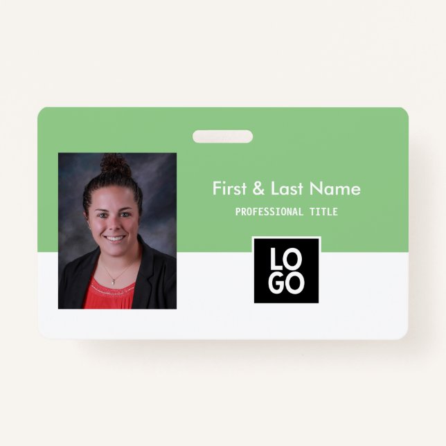Employee Photo ID Company Personalised Mint Green ID Badge (Front)