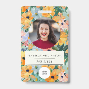 Employee Photo ID Corporate Colourful Boho Floral Badge