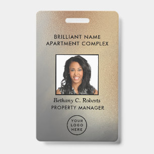 Employee Photo ID Gold Grey Personalised Badge