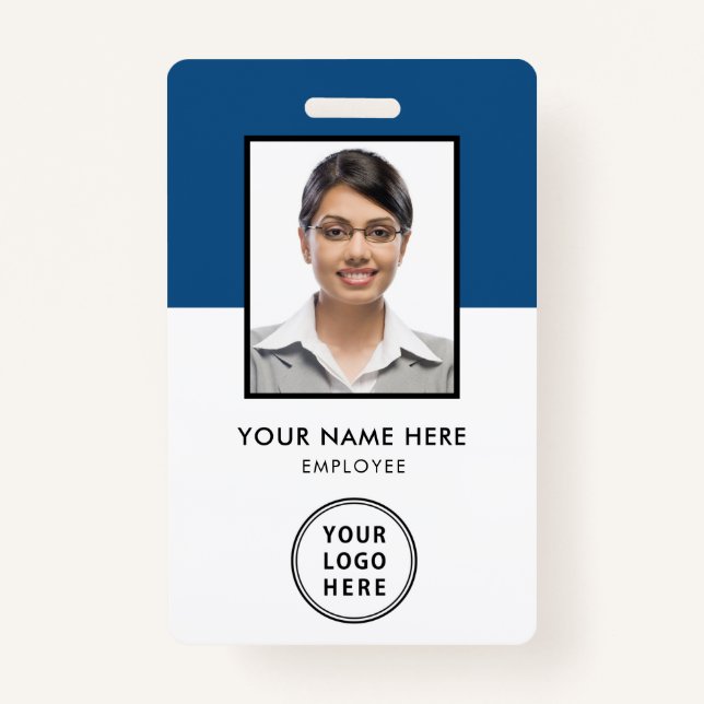 Employee Photo ID Logo Blue ID Badge (Front)