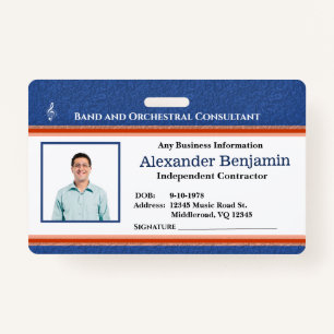 Employee Photo ID Logo Music Conductor Custom ID Badge