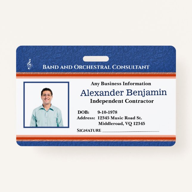 Employee Photo ID Logo Music Conductor Custom ID Badge (Front)