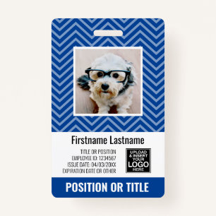 Employee Photo ID - modern chevron, logo, bar code ID Badge