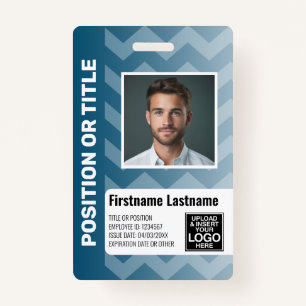 Employee Photo ID - modern chevron, logo bar code ID Badge