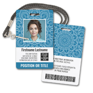 Employee Photo ID - modern mandala, logo, bar code ID Badge
