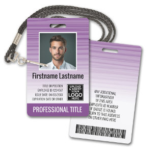 Employee Photo ID - modern stripes, logo, bar code Badge