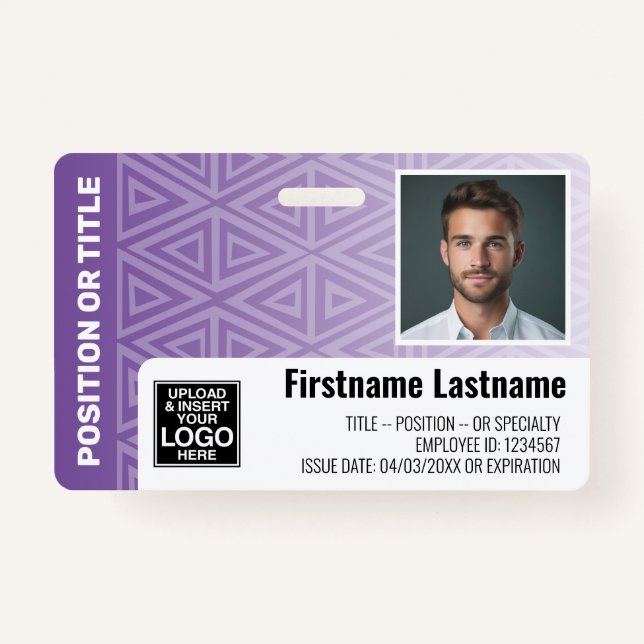 Employee Photo ID - modern tribal, logo bar code ID Badge (Front)