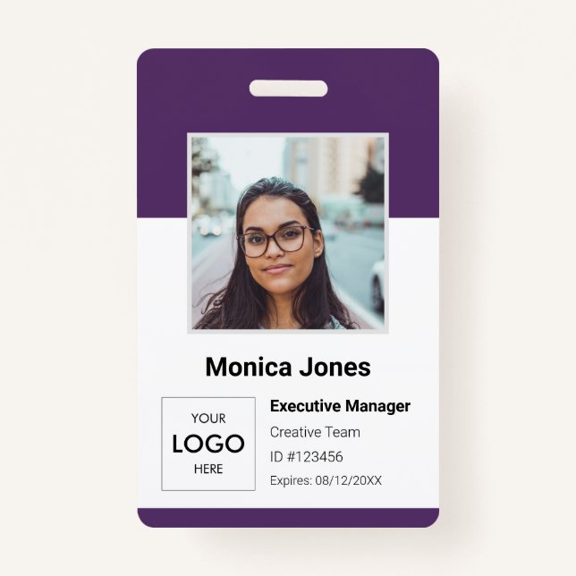 Employee Photo ID Purple ID Badge (Front)