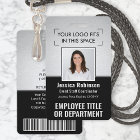 Employee Photo ID QR Barcode Logo Silver Black
