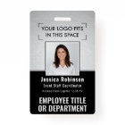 Employee Photo ID QR Barcode Logo Silver Black